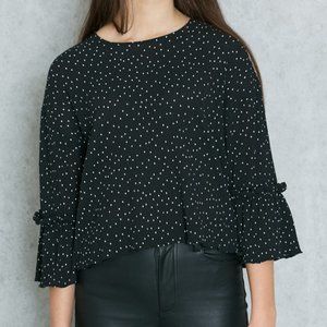Flute sleeve polka dot blouse
